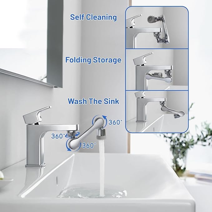 “360° Rotating Faucet Extender – Dual Mode Splash Filter”