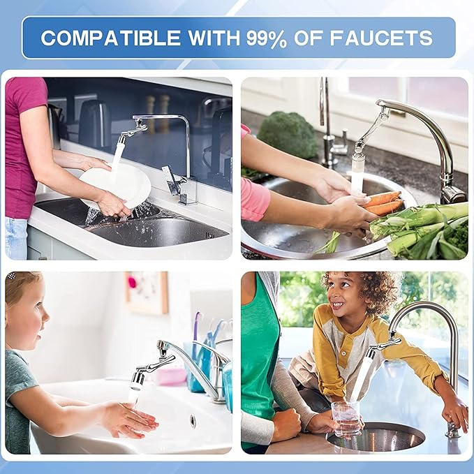 “360° Rotating Faucet Extender – Dual Mode Splash Filter”